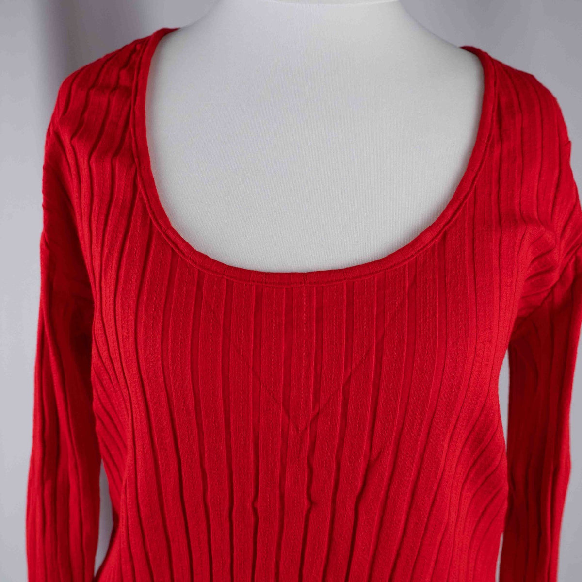 H&amp;M Red Ribbed Style Long Sleeve M Top New With Tag RRP £9.99