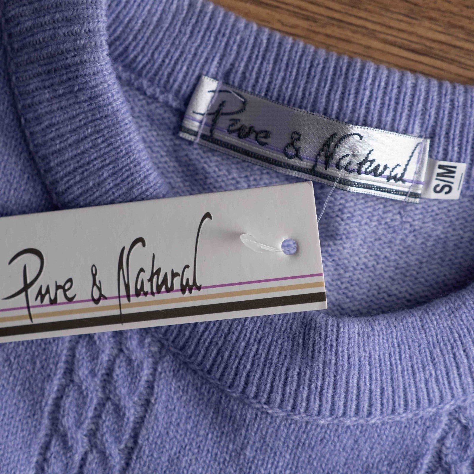Pure &amp; Natural Lilac Short Sleeve Line Pattern S/M Jumper New With Tag RRP £17