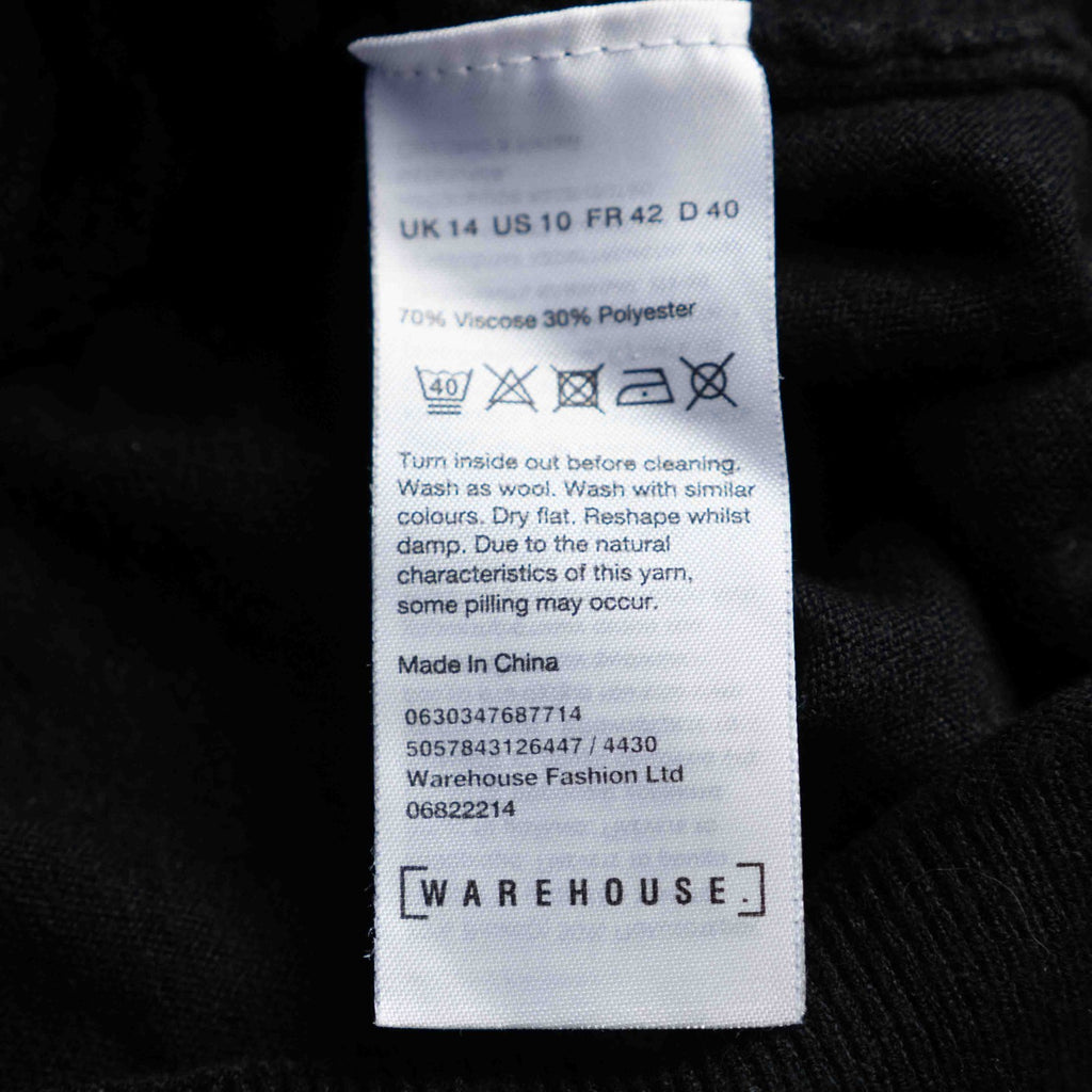 Warehouse Black Diamond Pattern Long Sleeve 14 Top Pre-Owned