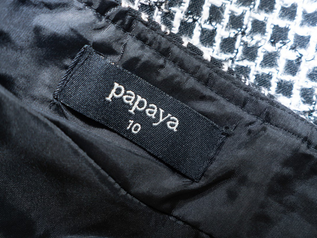 Papaya Black &amp; White Square Mini Skirt Size 10 Pre-Owned