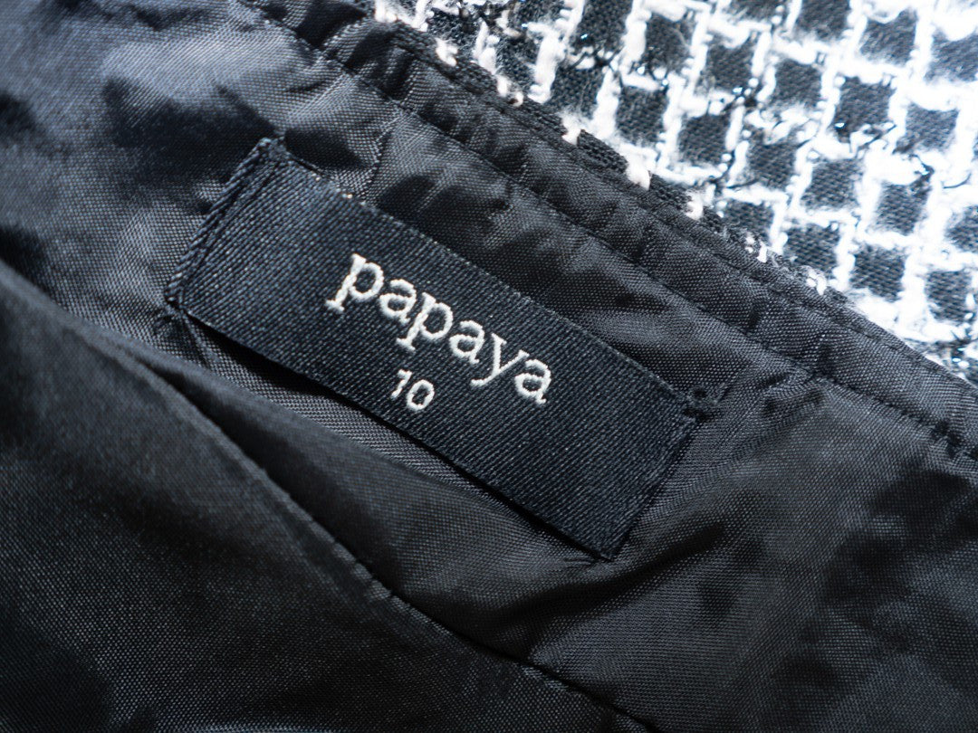 Papaya Black &amp; White Square Mini Skirt Size 10 Pre-Owned