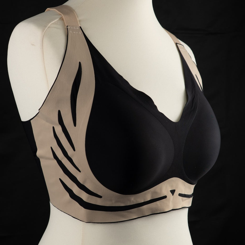 Black &amp; Beige Padded Non Wired Size 5XL Prosthetic Bra New In Packaging