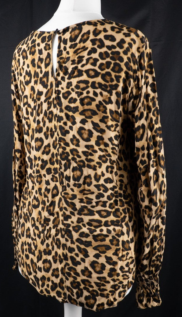 H&amp;M Leopard Print Long Sleeve Size 6 Top Pre-Owned