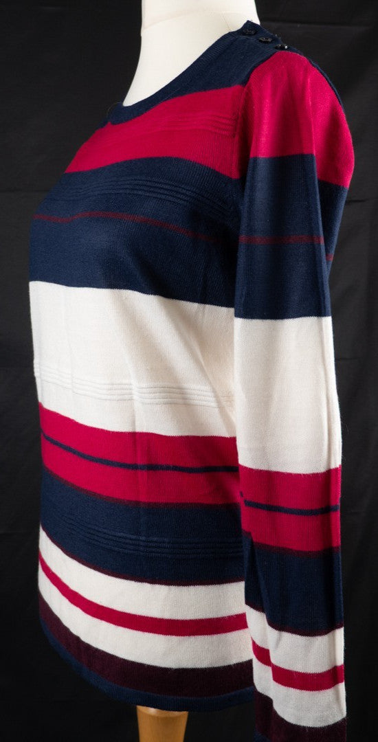 EWM Isle Navy, Red and White Stripe Long Sleeve Size S Jumper Pre-Owned