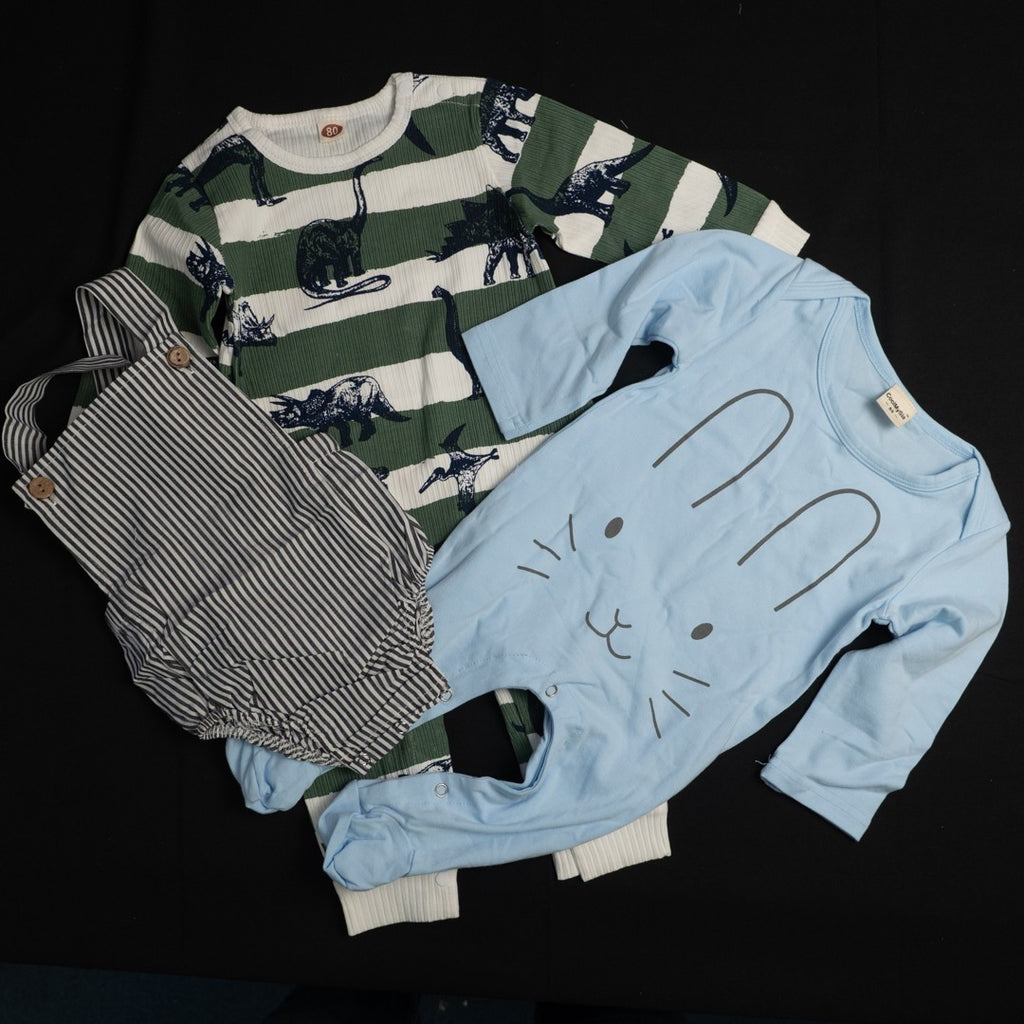 Baby 3 Item Dungarees, Romper and Sleep Romper Bundle 80cm New In Packaging