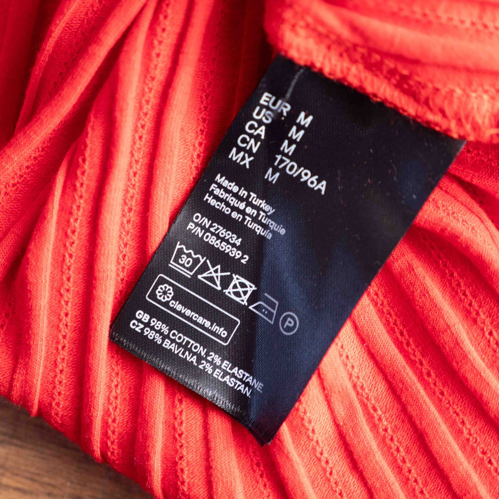 H&amp;M Red Ribbed Style Long Sleeve M Top New With Tag RRP £9.99