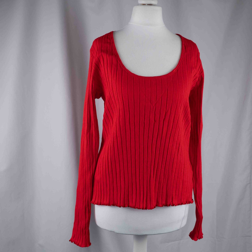 H&amp;M Red Ribbed Style Long Sleeve M Top New With Tag RRP £9.99