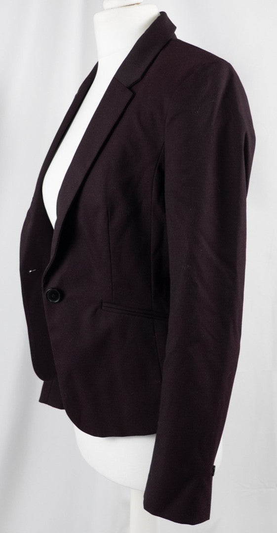 H&amp;M Dark Plum Long Sleeve Size 34 EUR Buttoned Jacket Pre-Owned