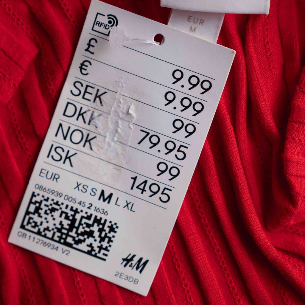 H&amp;M Red Ribbed Style Long Sleeve M Top New With Tag RRP £9.99