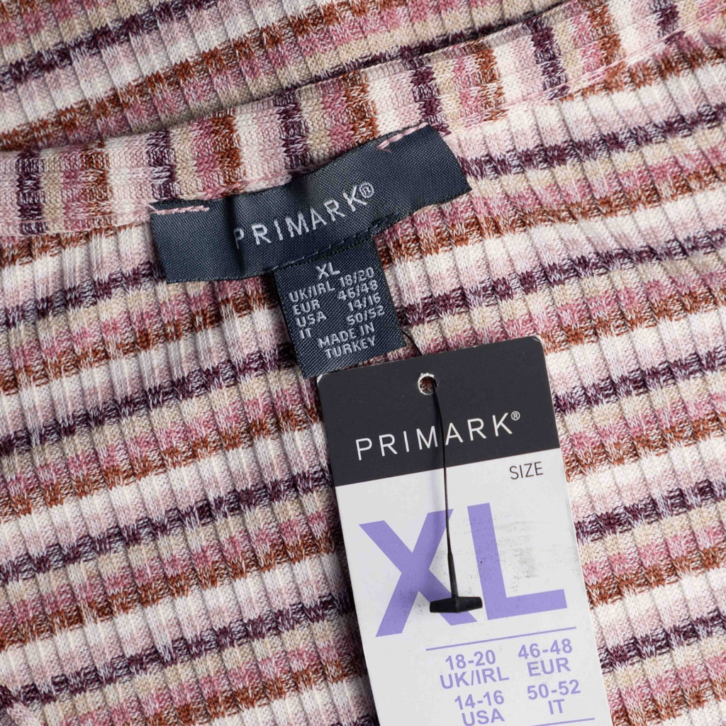 Primark Pink/White Long Sleeve Button Up XL Top New With Tag