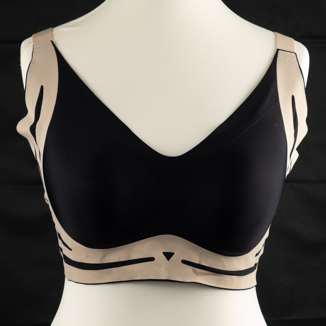 Black &amp; Beige Padded Non Wired Size 5XL Prosthetic Bra New In Packaging