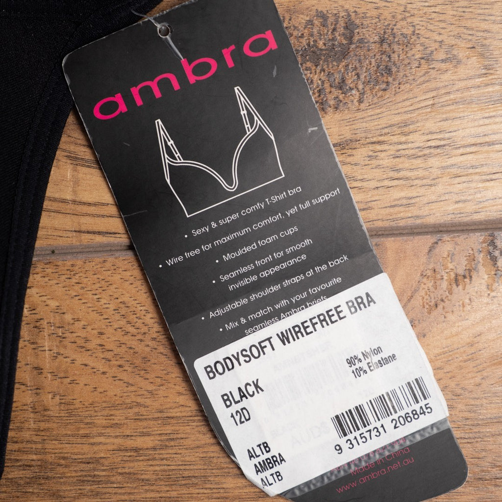 Ambra Black Padded Non Wired 12D Bra New With Tag