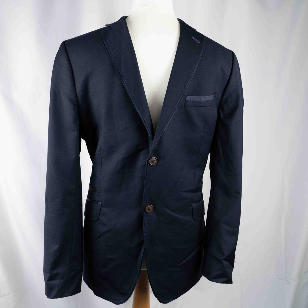Ted Baker Dark Navy Long Sleeve Button Up 42R Jacket Pre-Owned