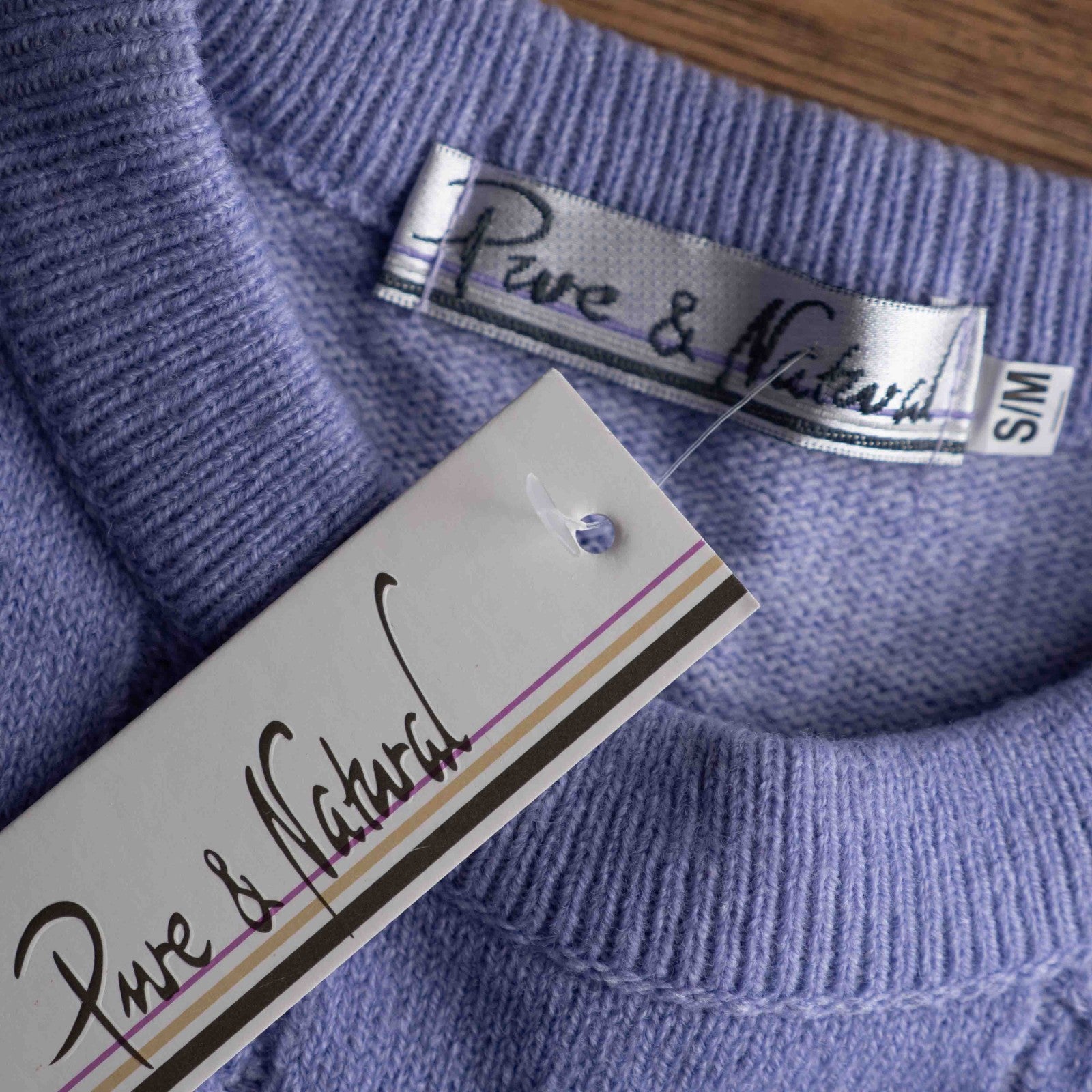 Pure &amp; Natural Lilac Short Sleeve Line Pattern S/M Jumper New With Tag RRP £17