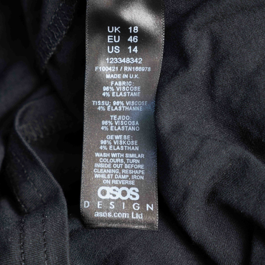 Asos Design Curve Black Long Sleeve Size 18 Dress Pre-Owned