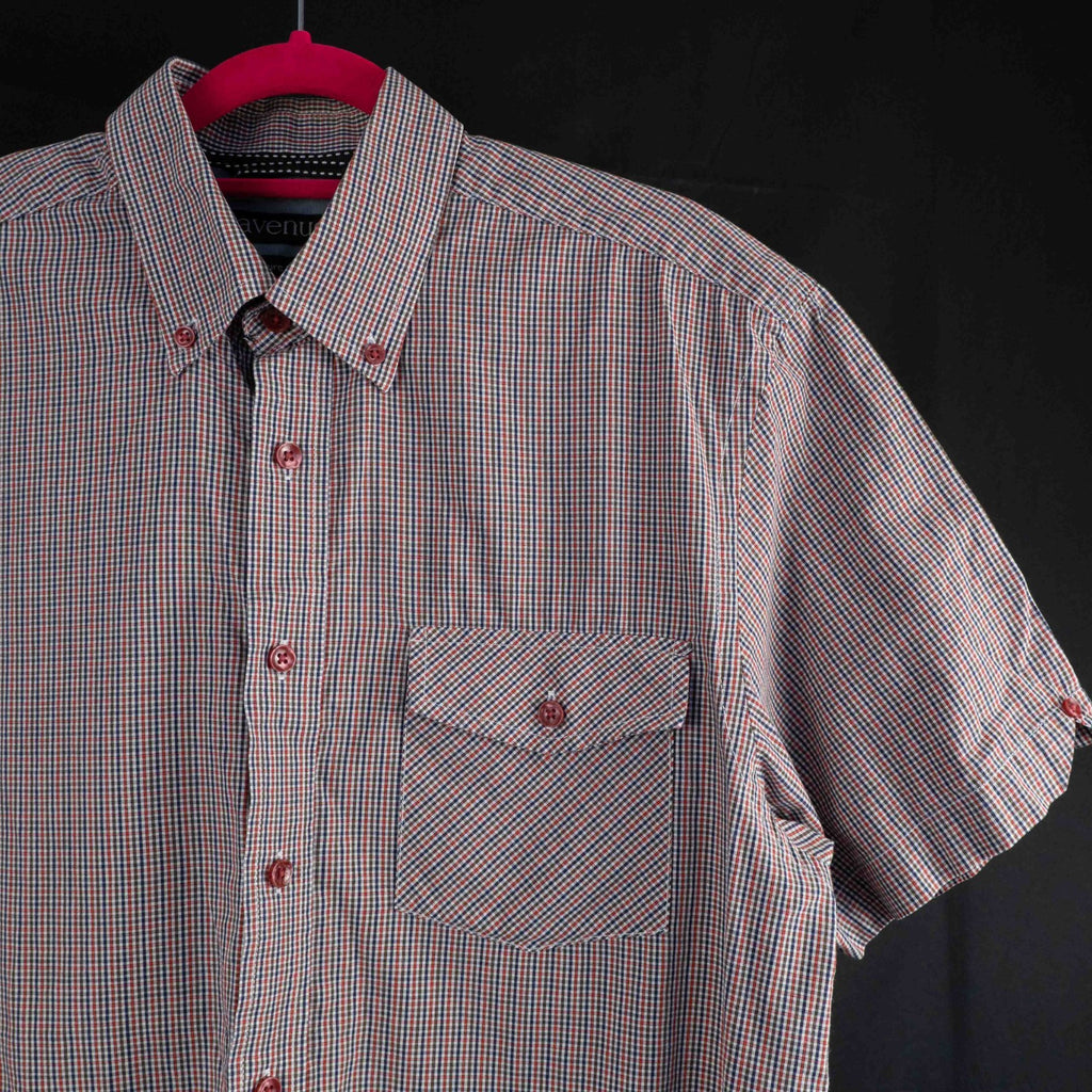 Avenue Blue Checked Short Sleeve Collared Shirt Medium Pre-Owned