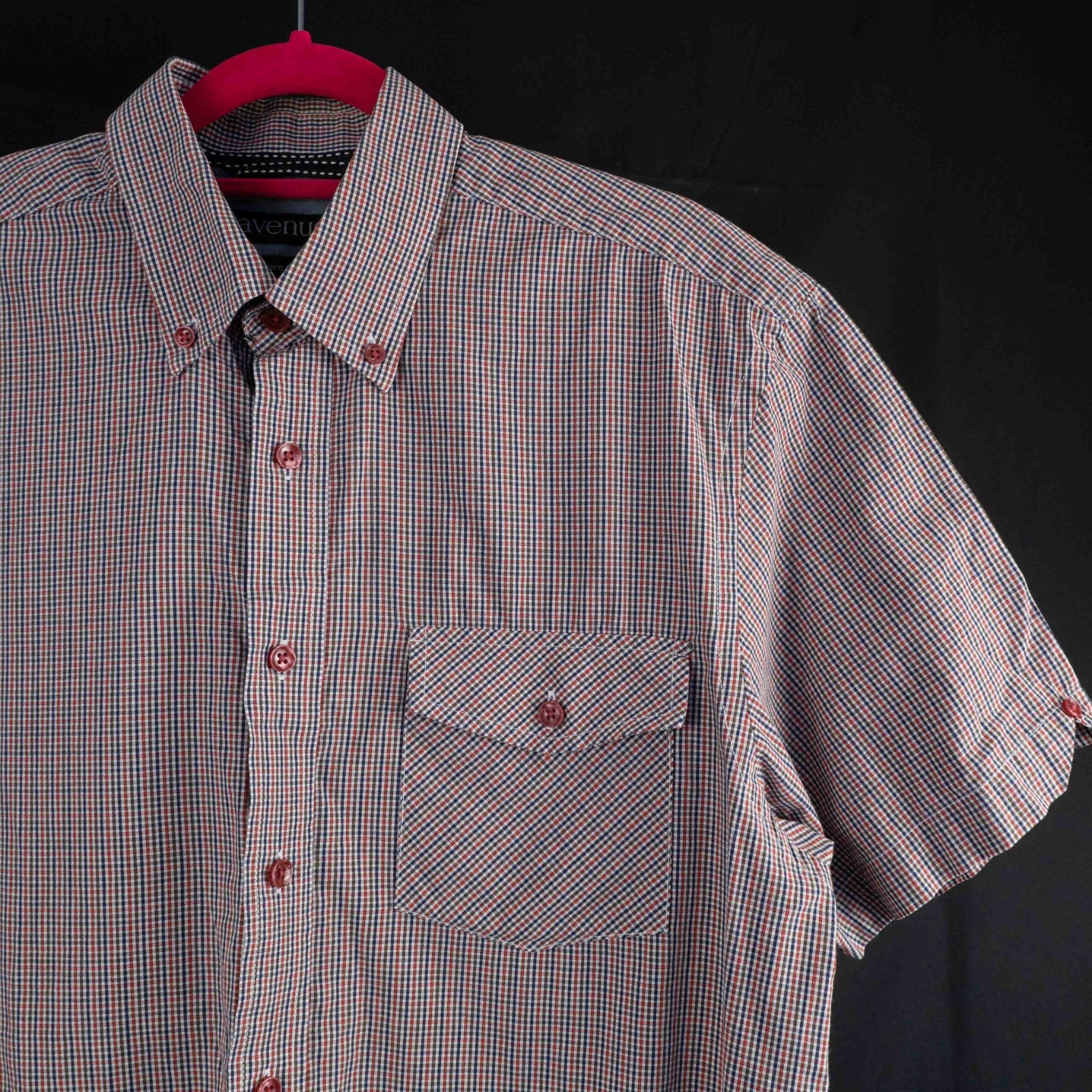 Avenue Blue Checked Short Sleeve Collared Shirt Medium Pre-Owned