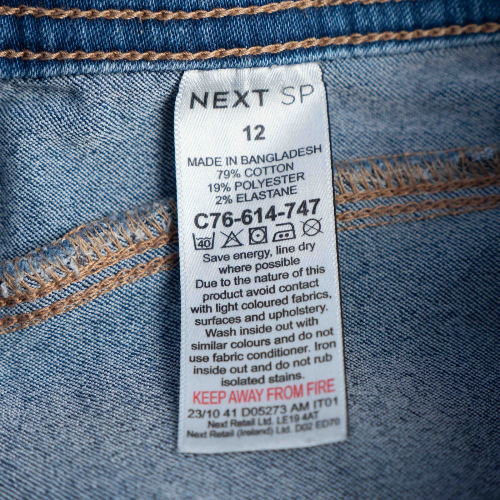 Next Blue Elasticated Waistband 12 Skinny Jeggings Pre-Owned