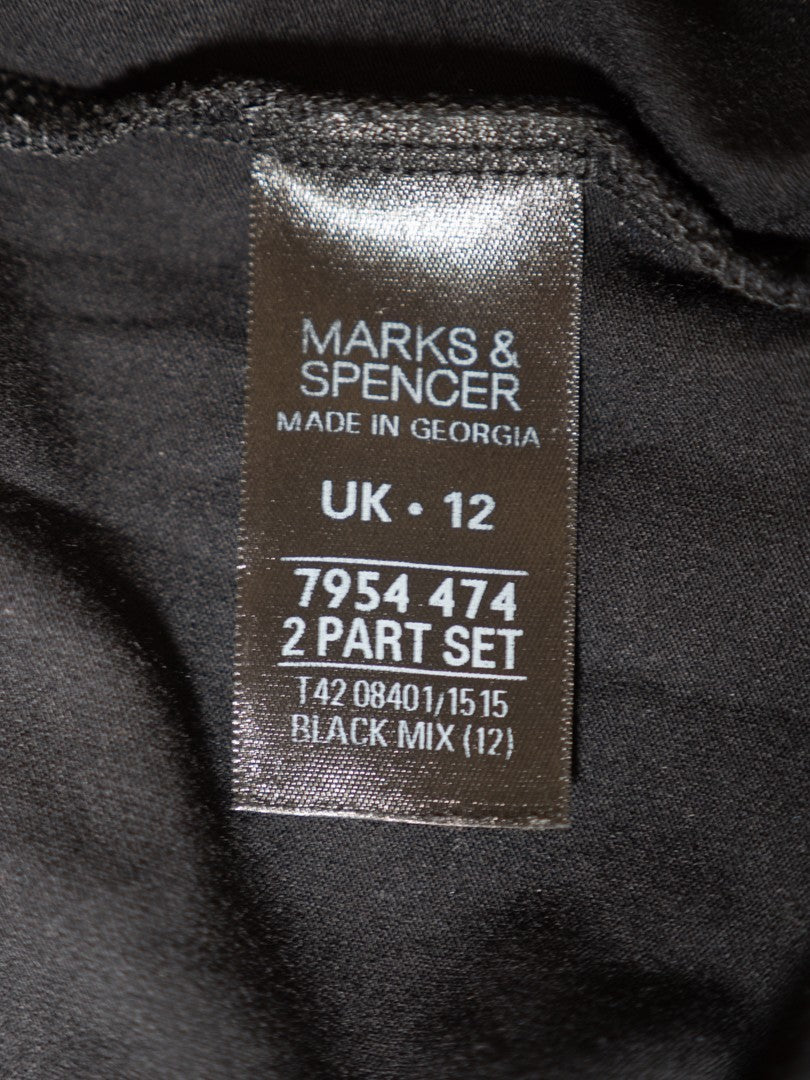 M&amp;S Black Non Patterned Non Buttoned Size 12 Top Pre-Owned