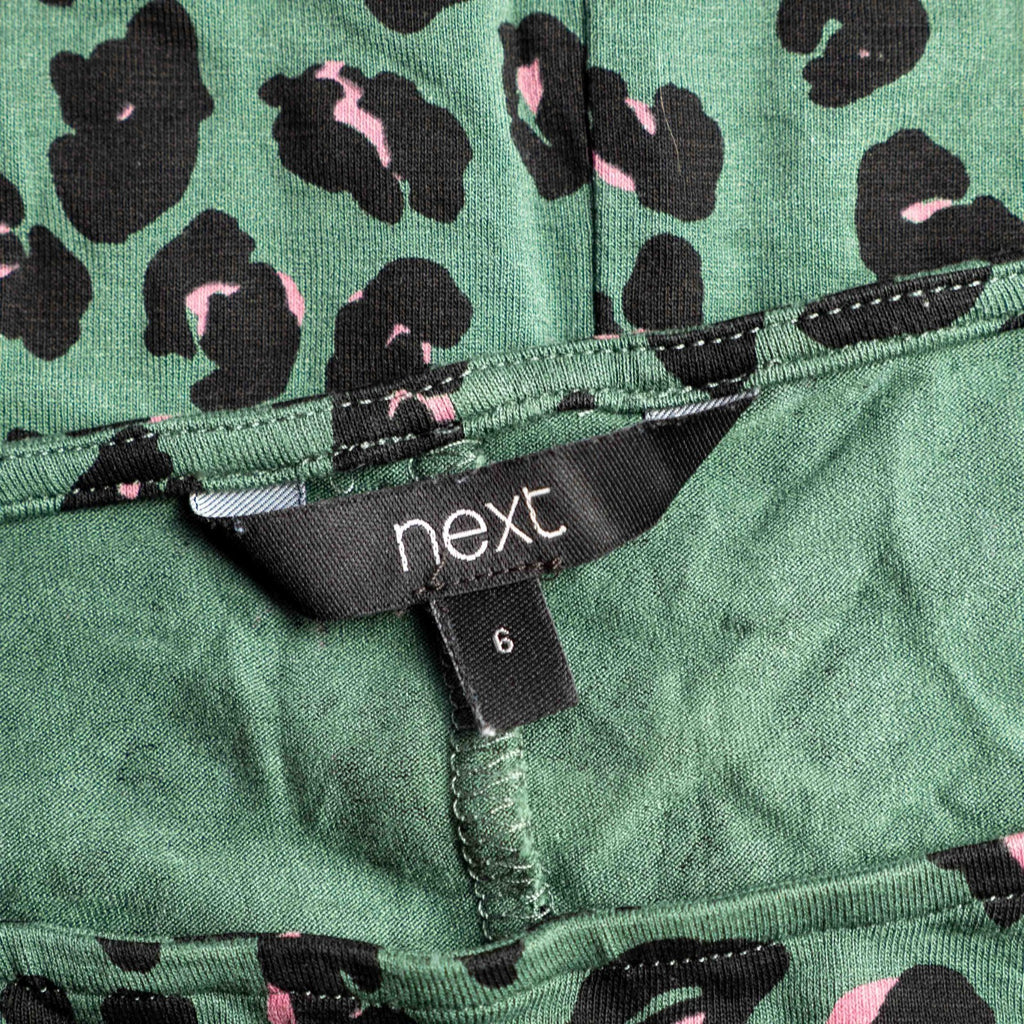 Next Green Leopard Print Long Sleeve 6 Top Pre-Owned