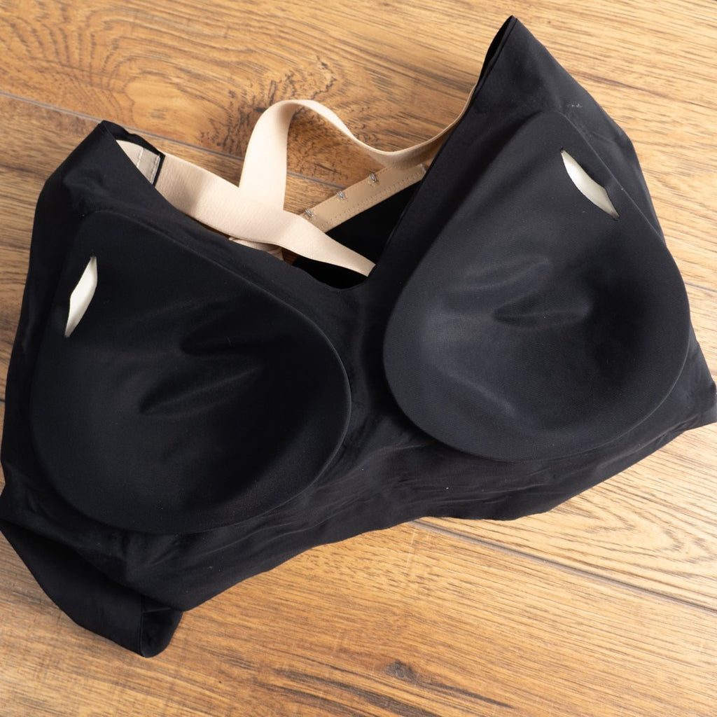 Black &amp; Beige Padded Non Wired Size 5XL Prosthetic Bra New In Packaging