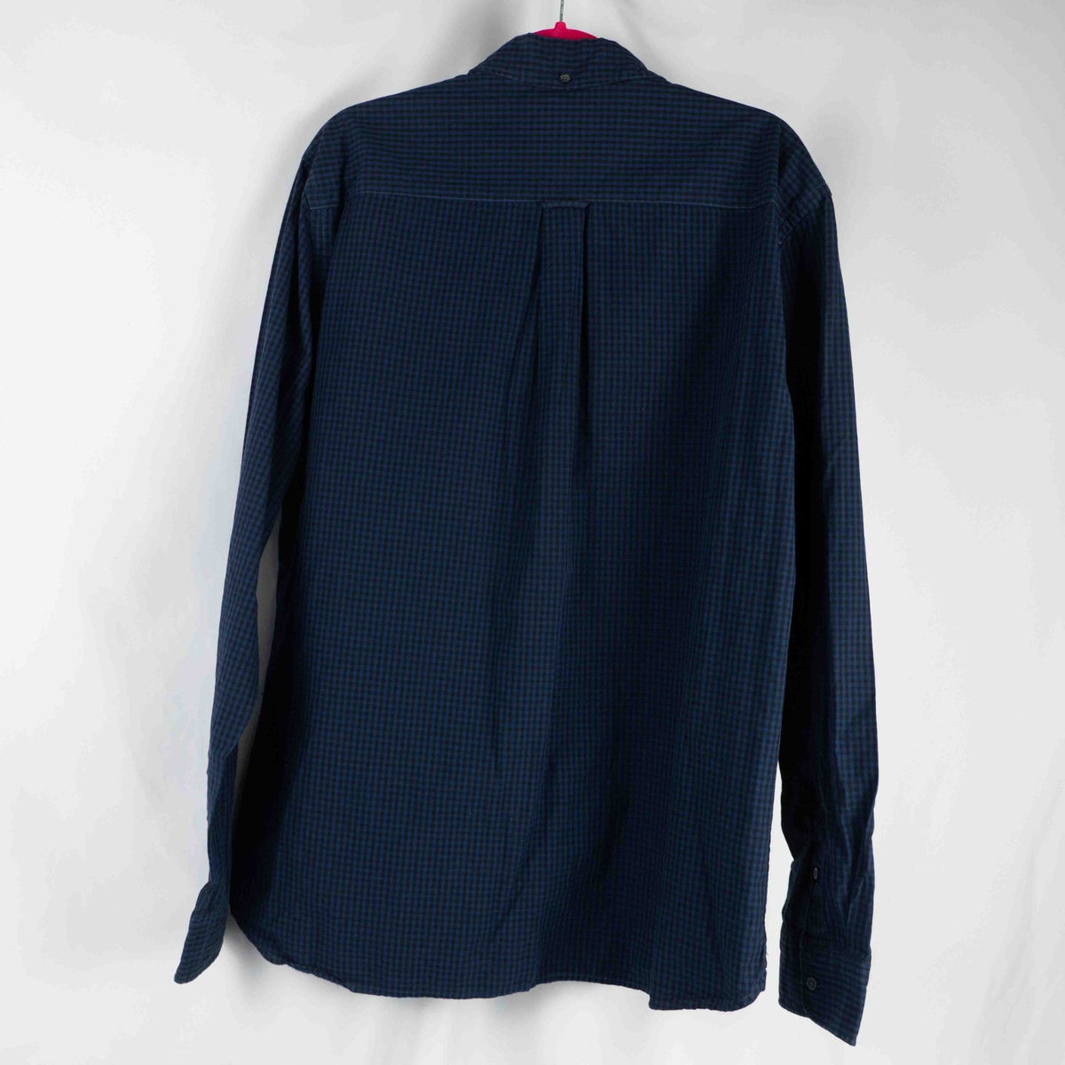 Next Navy Check Long Sleeve Size Large 100% Cotton Shirt Pre-Owned