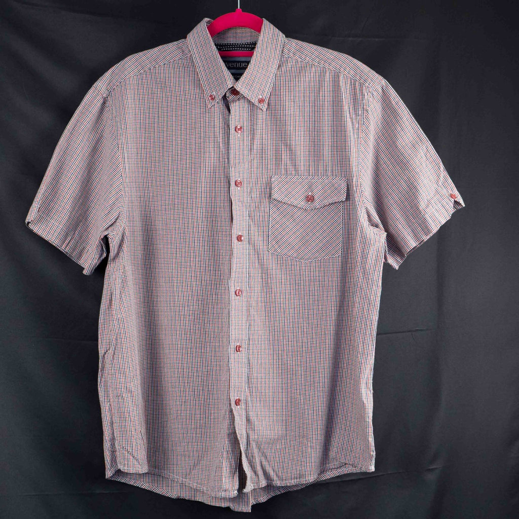 Avenue Blue Checked Short Sleeve Collared Shirt Medium Pre-Owned