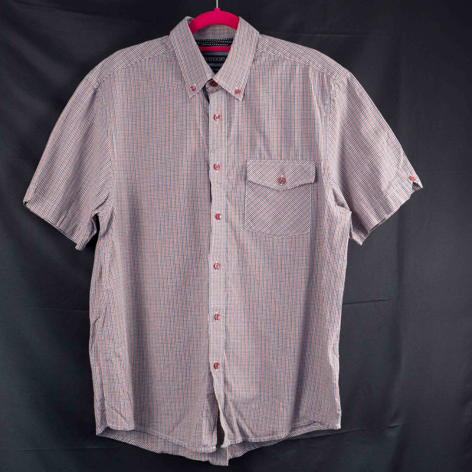 Avenue Blue Checked Short Sleeve Collared Shirt Medium Pre-Owned