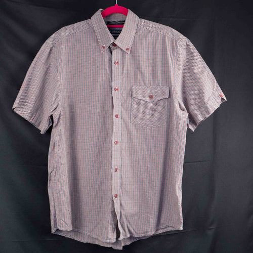 Avenue Blue Checked Short Sleeve Collared Shirt Medium Pre-Owned