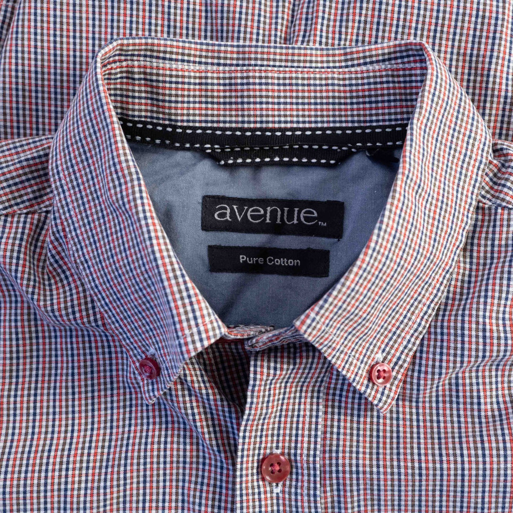 Avenue Blue Checked Short Sleeve Collared Shirt Medium Pre-Owned