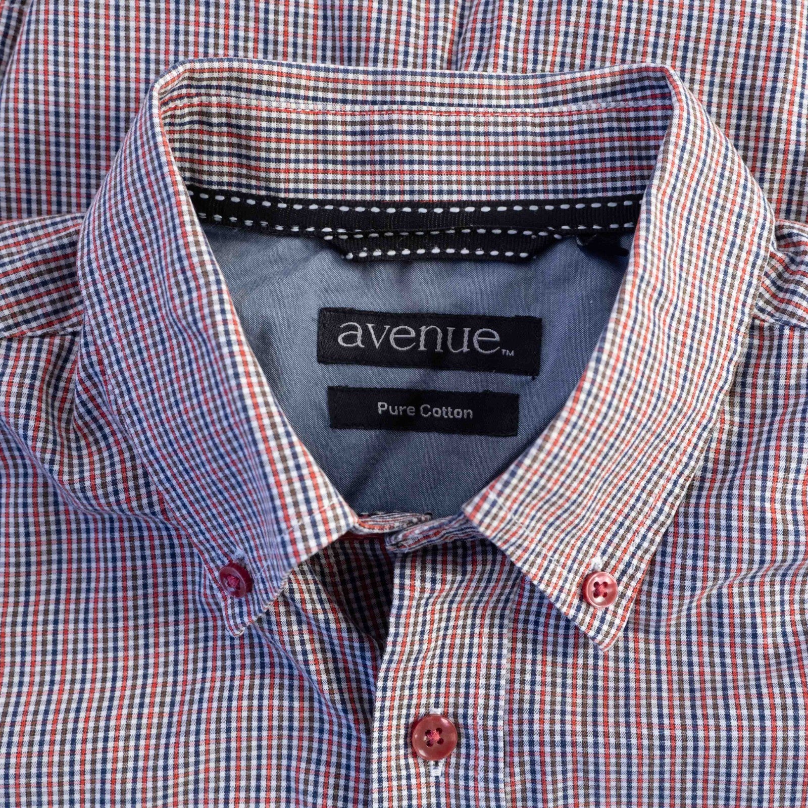 Avenue Blue Checked Short Sleeve Collared Shirt Medium Pre-Owned