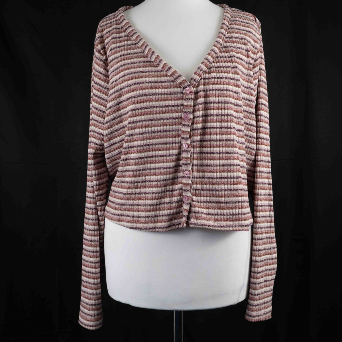 Primark Pink/White Long Sleeve Button Up XL Top New With Tag