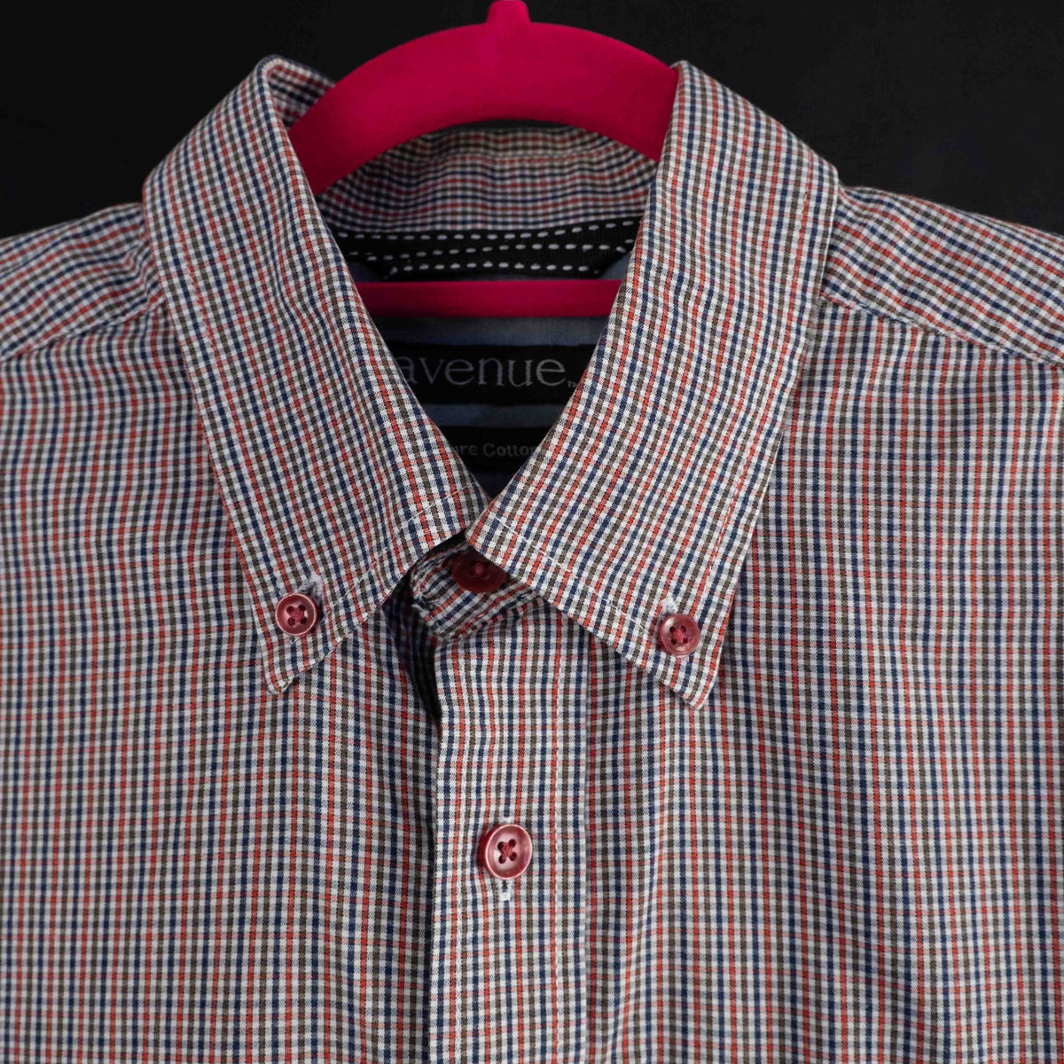 Avenue Blue Checked Short Sleeve Collared Shirt Medium Pre-Owned