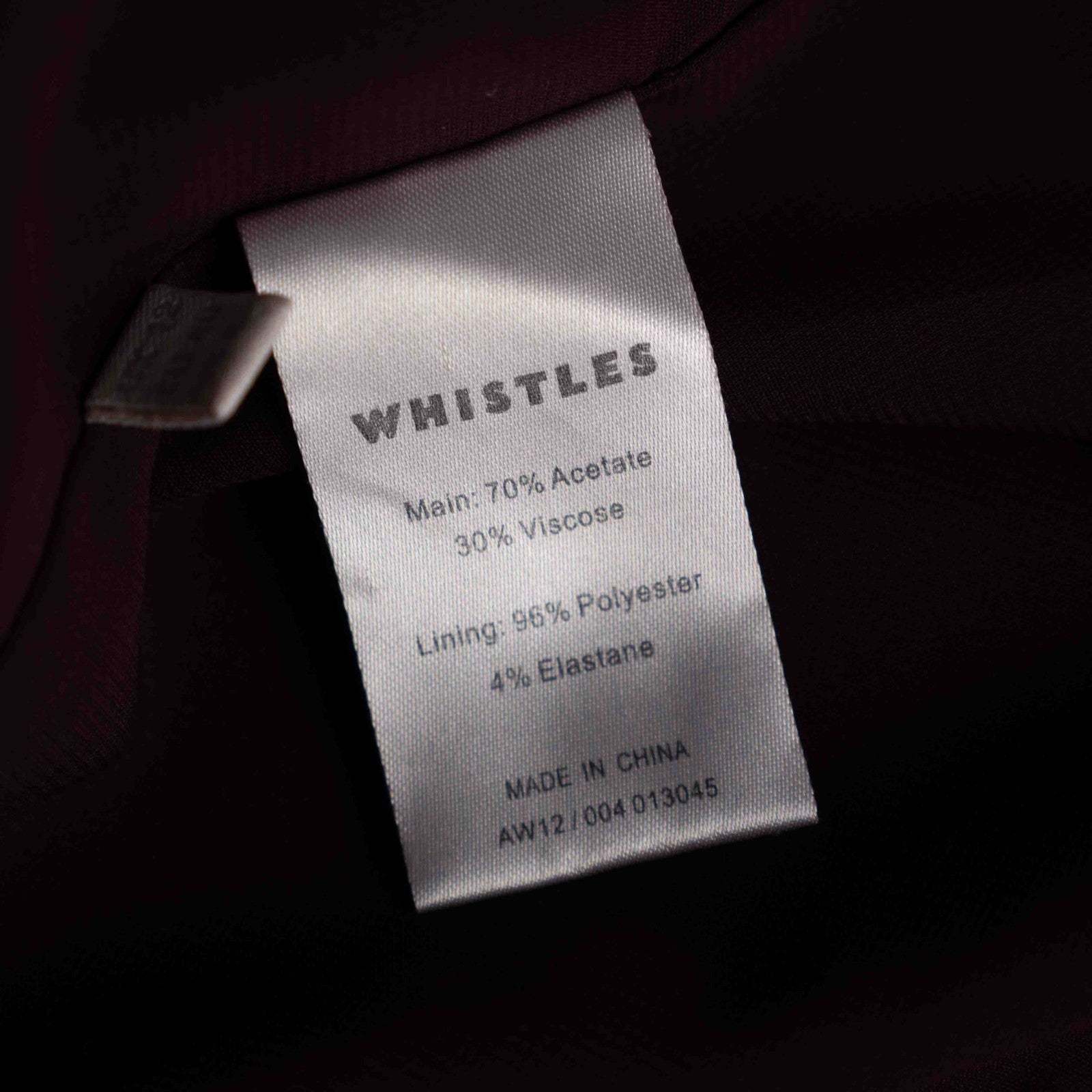 Whistles Dark Red 12 Dress Pre-Owned